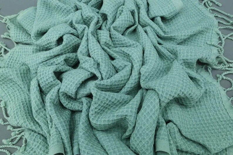 WAFFLE MINT TURKISH TOWEL