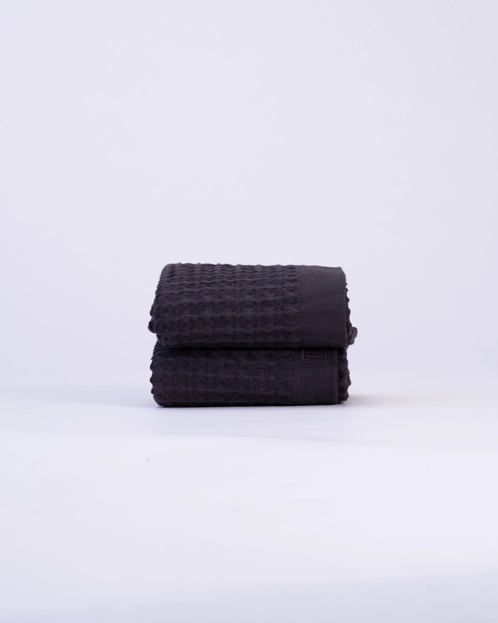 Waffle Turkish Cotton Bath Towels in Charcoal