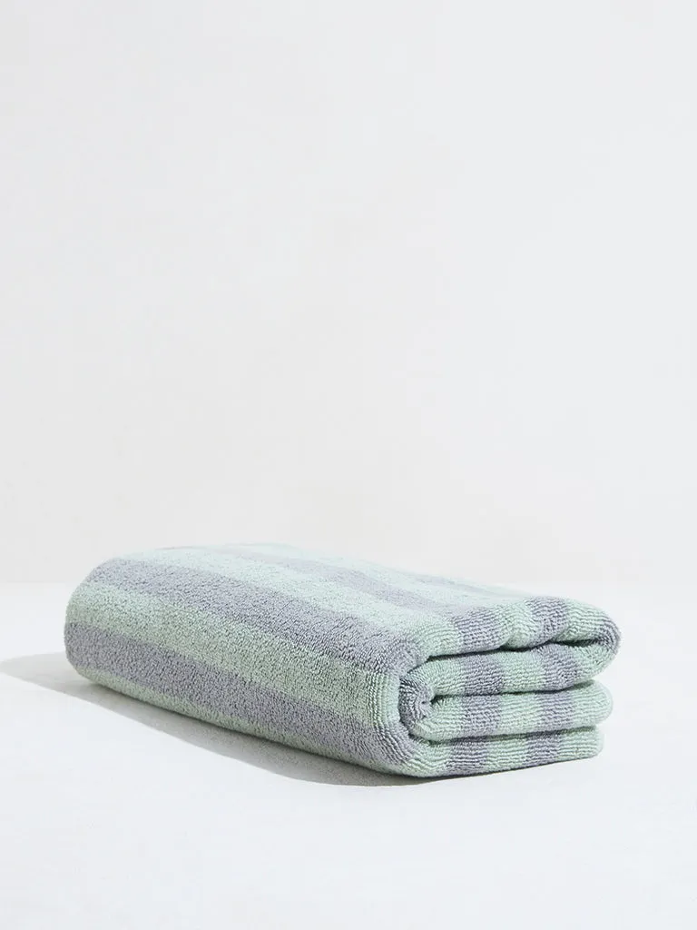 Westside Home Green Broad Striped Bath Towel