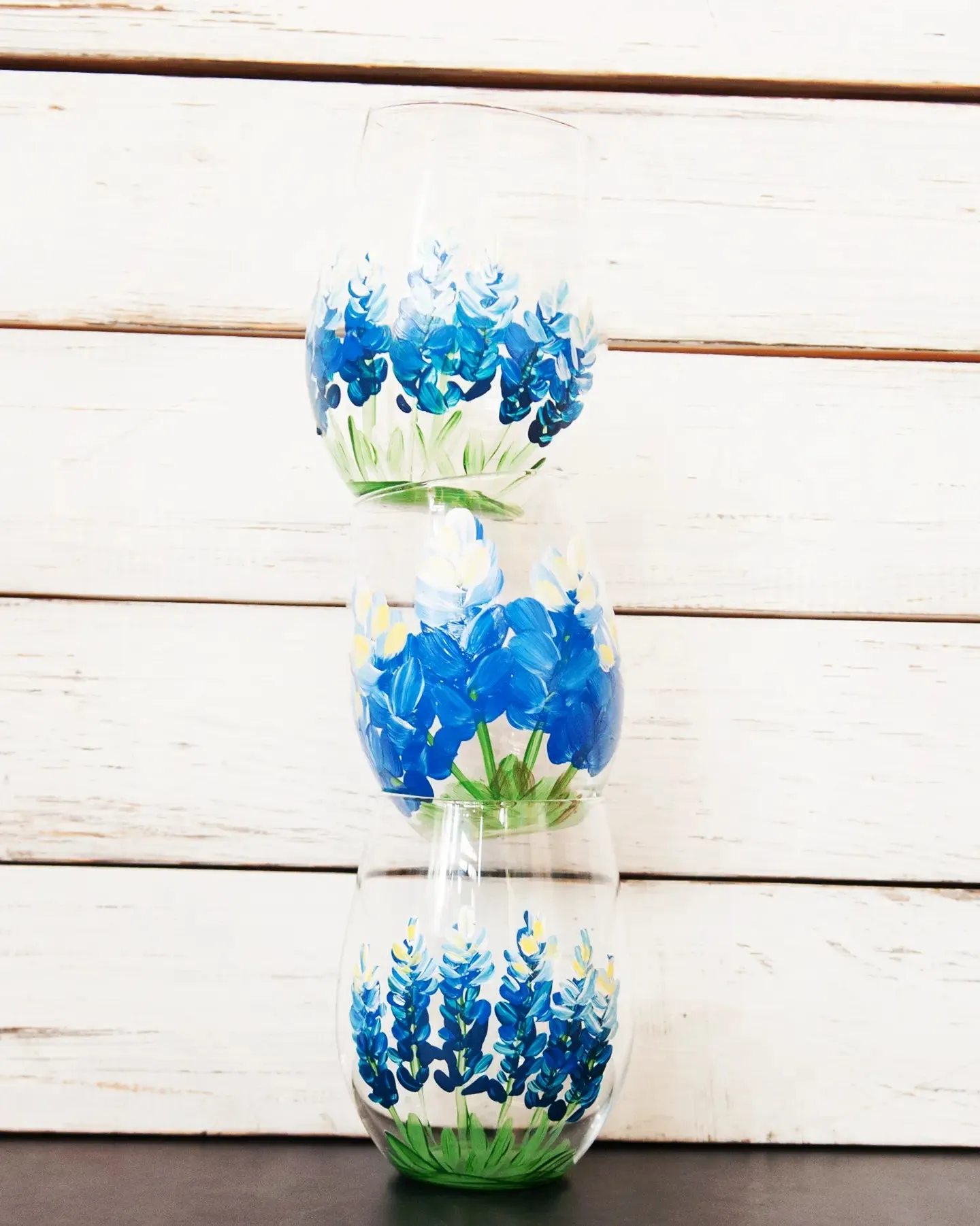 Wine Glasses- bluebonnets