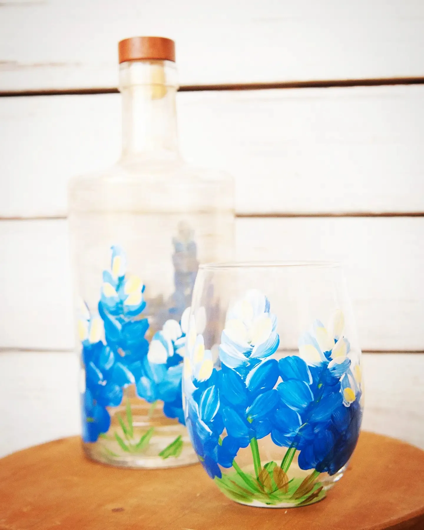 Wine Glasses- bluebonnets