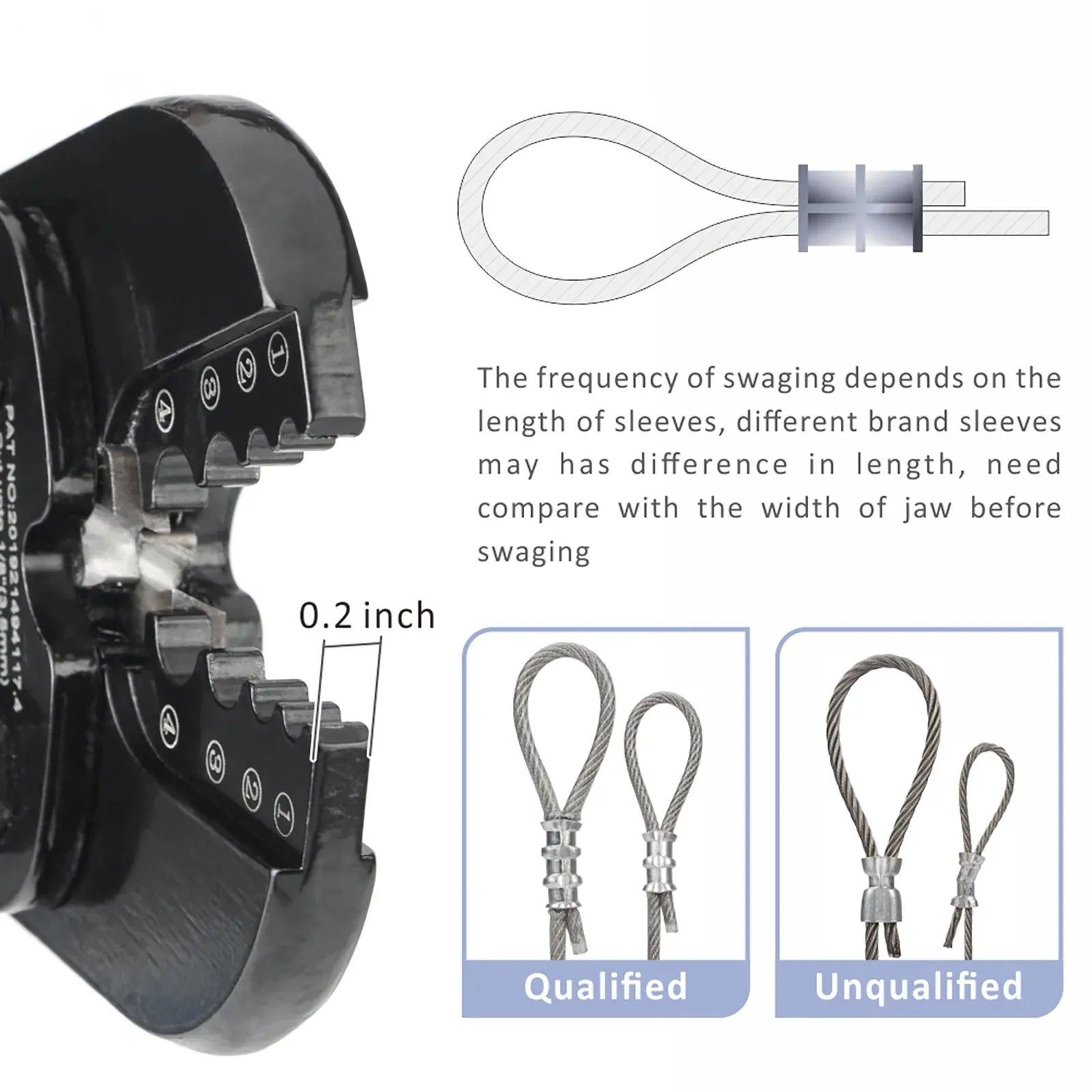 Wire Rope Crimping Tool for 3/64” to 1/8” Aluminum & Copper Duplex Sleeves, Ferrule and Stop with Built-in Cable Cutter