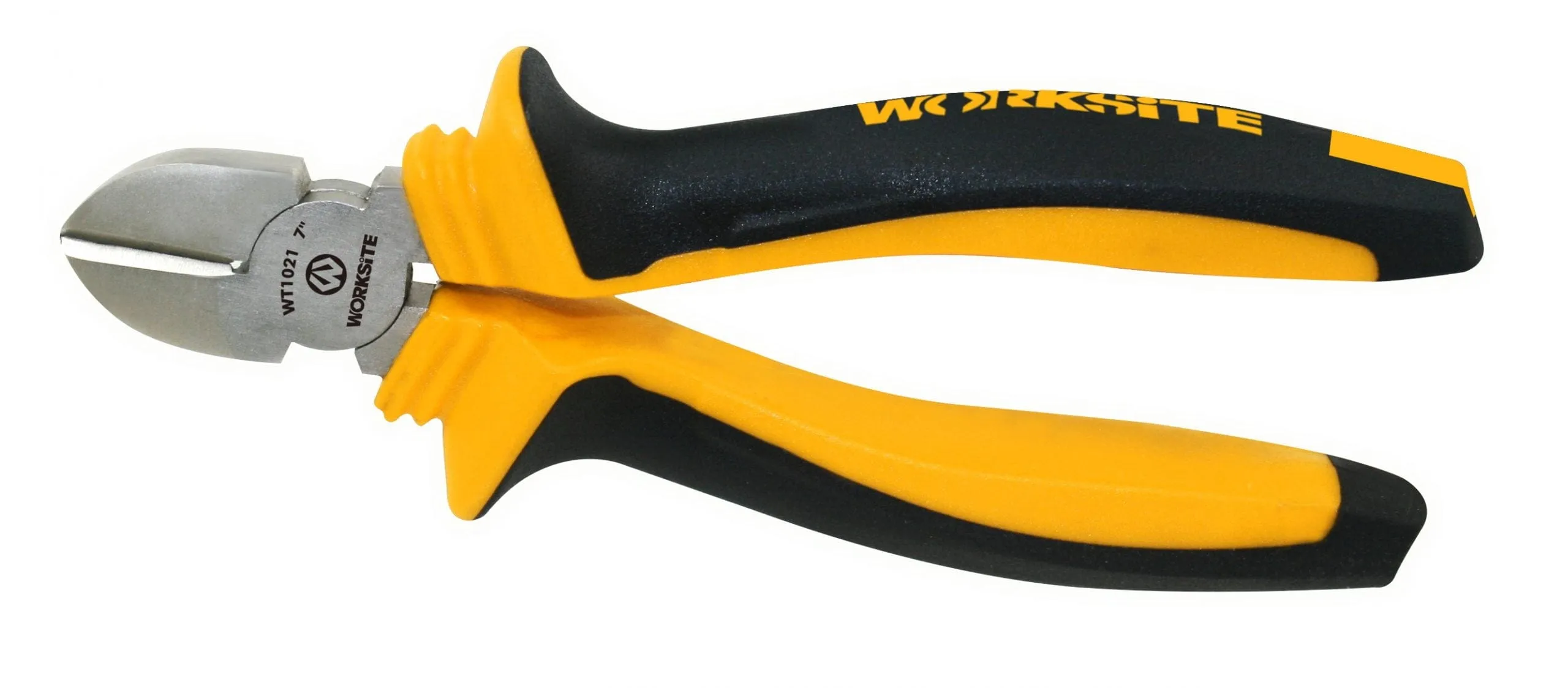 Worksite Diagonal Cutter Pliers, made from durable Carbon steel 7in(180mm) with TPR handle. This Side Cutting Pliers functions as a Wire Stripper/Crimper/Cutter. Easier to control with the non slip handle. - WT1021