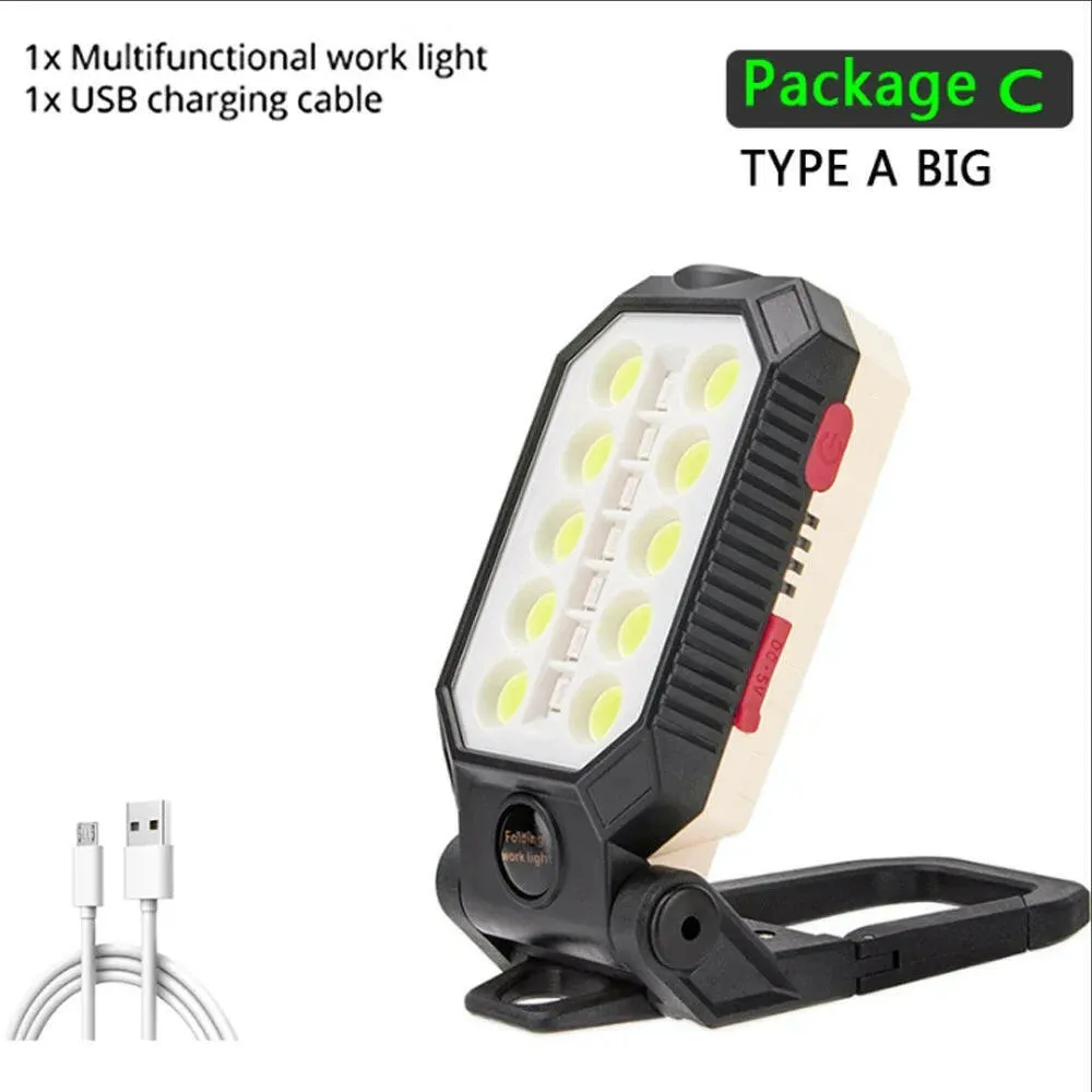 ZHIYU LED COB Work Light Portable Rechargeable Flashlight Magnetic Waterproof Camping Lantern Magnet Design with Power Display