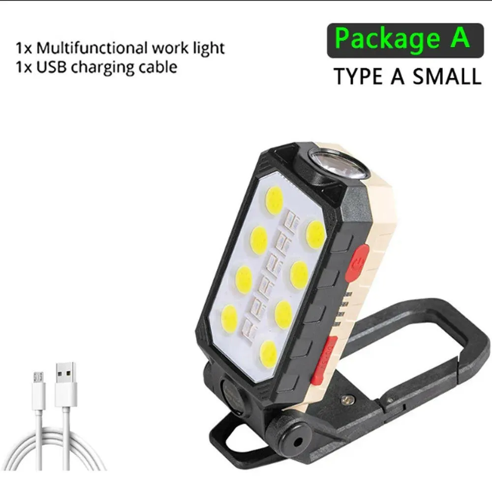 ZHIYU LED COB Work Light Portable Rechargeable Flashlight Magnetic Waterproof Camping Lantern Magnet Design with Power Display