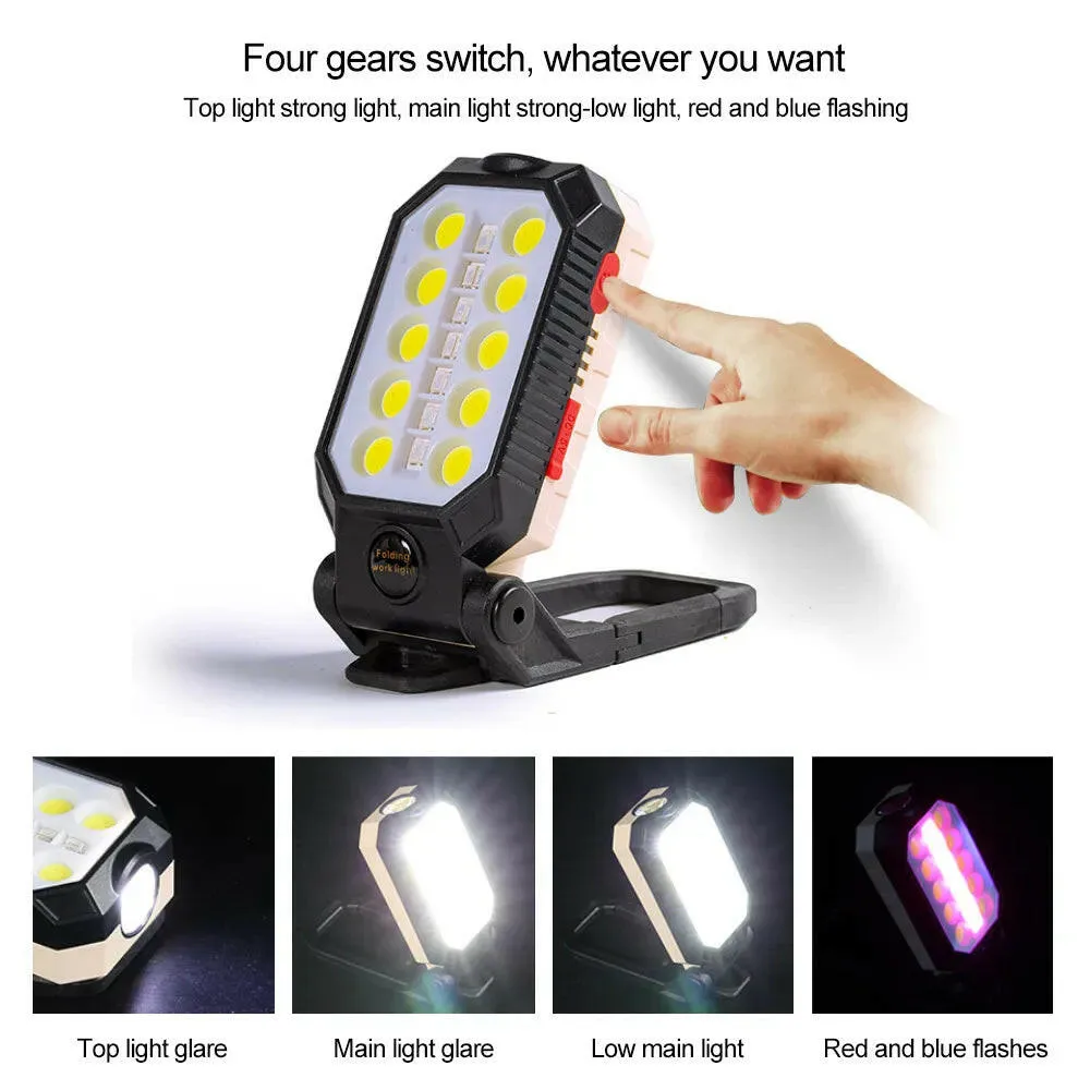 ZHIYU LED COB Work Light Portable Rechargeable Flashlight Magnetic Waterproof Camping Lantern Magnet Design with Power Display